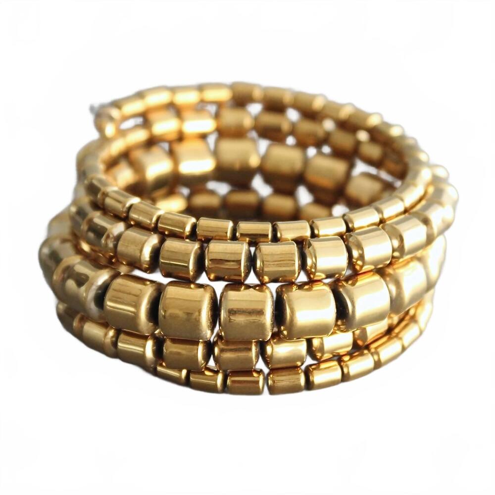 NEW DAVID AUBREY JEWELRY women's plated hematite wrap bracelet in gold